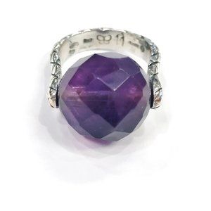Bottega Veneta Intrecciato Amethyst Sterling Silver Ring